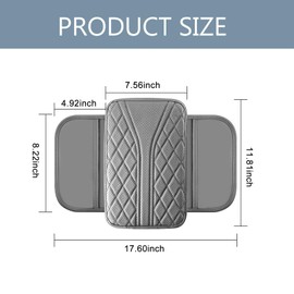 Ferianl Car Center Console Cover, Leather Auto Armrest Cover with 2 Storage Bags, Universal Cars Armrest Cushion, Vehicle Interior Accessories Protector for Sedan, SUV, Truck (Gray)