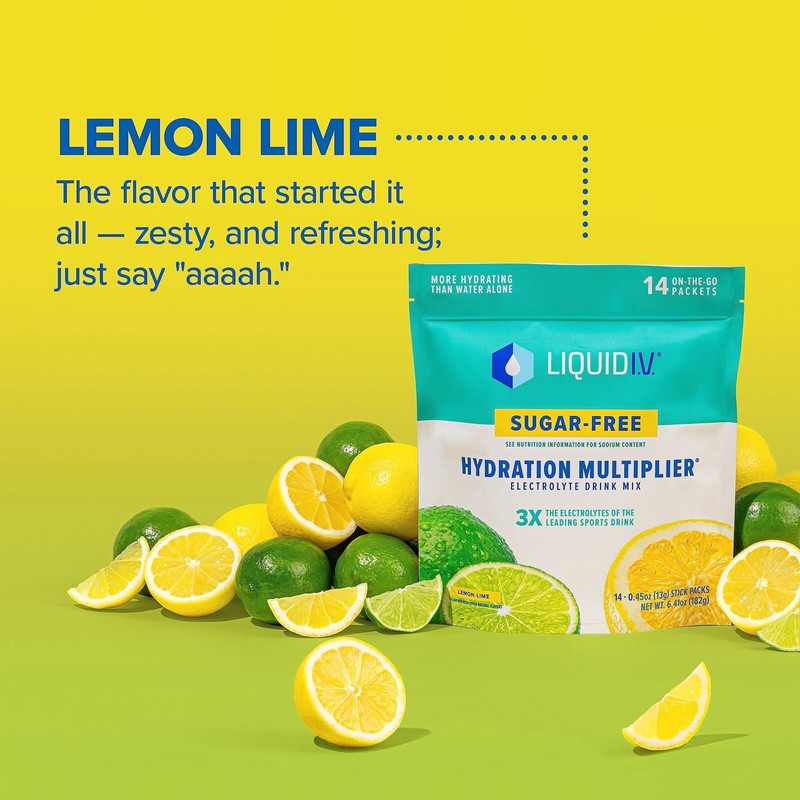 Liquid I.V. Sugar Free Hydration Multiplier Lemon Lime 14 sticks