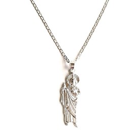 925 STERLING SILVER SAINT JUDE NECKLACE 22” LONG/925 PLATA CADENA DE SAN JUDAS 22" LARGO -35X12mm-SN6