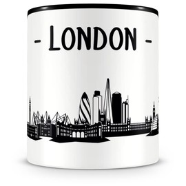 Samunshi® London Skyline Coffee Cup / Tea Cup Height 95 mm / D 82 mm Black