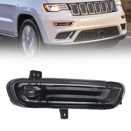 Huray Right Front Fog Light for Jeep Grand Cherokee 2017-2022 RH LED DRL Daytime Running Driving Lamps Bumper Fog Light Replacement for 68273052AC Passenger Side