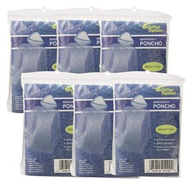 The Weather Station Waterproof Emergency Poncho With Hood, 6-pack