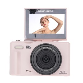 Bewinner 5K Digital Camera 75MP WiFi Vlog Cam with 18X Zoom, Flip Screen, Wide Angle Macro Lens, LED Light, Beauty Mode, Filters, 32GB Card
