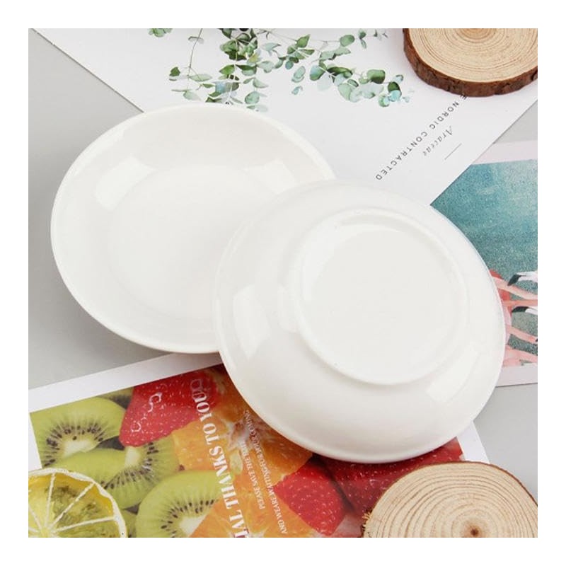 Mengbaobao 6 Pack White Soy Sauce Dish Ceramic Dip Bowl