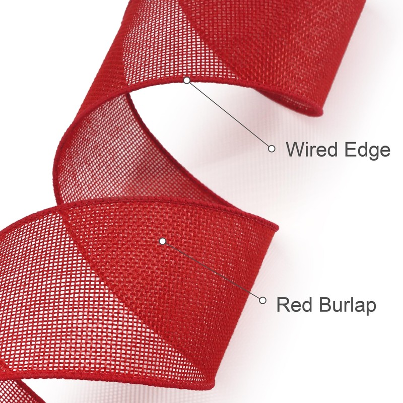 Traico 4" x 10 Yards Red Burlap Wired Ribbon for