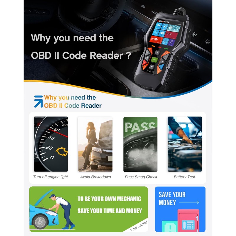 MOTOPOWER MP69040 Car OBD2 Scanner Check Engine Fault Code Reader