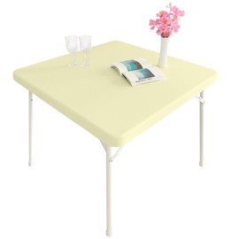 Monibana - Fundas de mesa cuadradas elásticas de elastano para cóctel, cuadradas, elásticas, color beige, 42 x 42 pulgadas