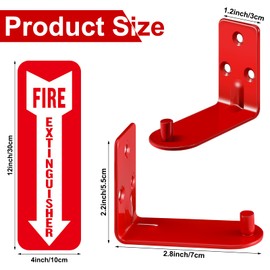 Fire Extinguisher Mount Fire Extinguisher Bracket for 5-20 lb Fire Extinguisher Wall Mount Universal Fire Extinguisher Holder Wall Hook Screws Gaskets Self Adhesive Safety Sticker Sign(8 Sets)