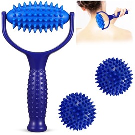 Pack of 3 Massage Balls, Massage Roller with Nubs, Massage Balls, Fascia Ball, Premium Hedgehog Ball, Foot Massage, Massage Roller Hedgehog Ball, Massage Roller with Handle for Foot, Leg and Back