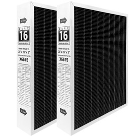 X6675 Merv 16 Air Filter 20x25x5 Carbon Efficient Air Filter Compatible with Lennox X6675 and Lennox HCC20-28 Furnace HVAC System, Part Number HCF20-16, 2 Pack (Actual Size: 19.7 x 24.6 x 4.3 In)