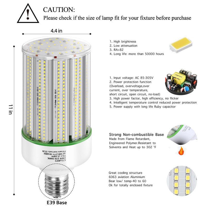 GTAREN120W LED Corn Light Bulb, Replacement 500 Watt Metal Halide
