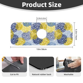 Dahlia Floral Colorful Flower Kitchen Sink Splash Guard Faucet Mat Super Absorbent Fast Drying Mat Sink Gadgets-Fast Drying Pad Sink Mat For Kitchen Bathroom (15" X 5.5" )