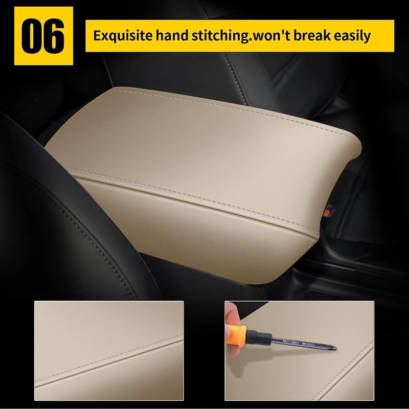 AOMSAZTO Beige Armrest Console Covers for CRV Honda 2017-2022 Leather
