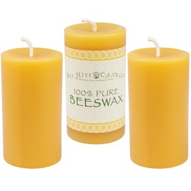 Bee Hive Candles 100% Pure Beeswax Pillar Candle (2" x 3" (3-Pack))