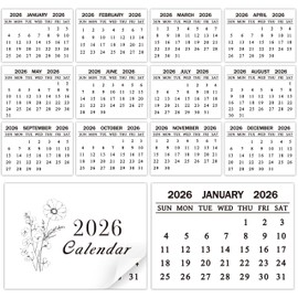 Yopyame Mini Calendar 2026 Bulk - 24 Pack 2.2" x 3" 12 Monthly Tear off Mini Academic Year Calendar, January to December 2026, Tear off Calendars for Scrapbook Crafts Manual Project Friend Home Office