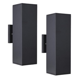 Cerdeco 2 Pack Aluminum Modern Outdoor Wall Light, 13" Exterior Up Down Light Fixtures,Black Front Door Wall Lighting with E26 Sockets [ETL Listed]