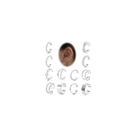 FINREZIO Finrezio 12Pcs Ear Cuffs For Women Non Piercing 18K Gold Plated Cuff Earrings Clip On Cartilage Wrap Earring Adjustable Earrings Set