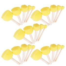 VOANZO 20 PCS Round Sponge Foam Brush Set Paint Sponge Brush Wooden Handle Foam Brush Sponge Painting Tools for Kids Painting Crafts