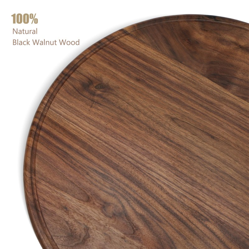 MAGIGO 18 Inches Round Walnut Wood Cutting Board for Kitchen,