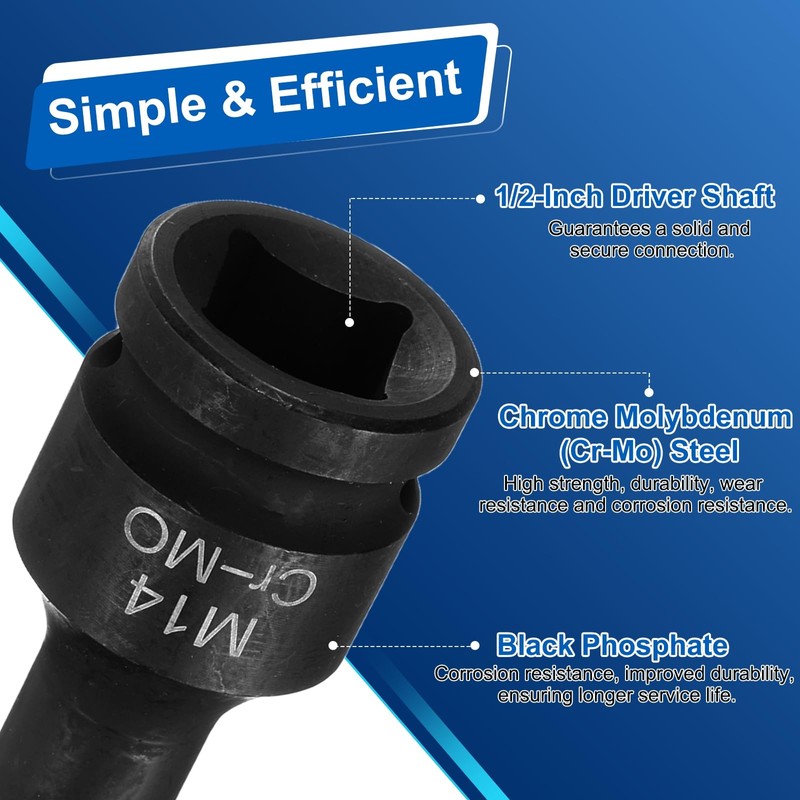 HARFINGTON 5pcs 1/2" Drive M14 Triple Square Impact Spline Bit