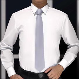 KOOELLE Men's Ties Solid Pure Color Plain Neckties Formal Silver Grey Ties For Men