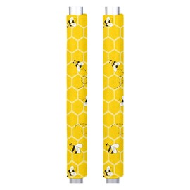 Yellow Cute Bee Refrigerator Door Handle Covers Set of 2 Washable Kitchen Appliance Handles Decor Protector for Fridge, Microwave, Dishwasher, Oven Keep Off Food Stains, Oil