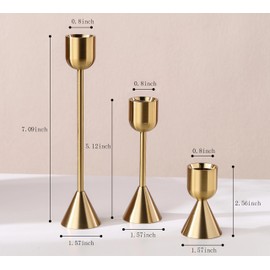 AlsoLife Brass Gold Candlestick Holder,Taper Candle Holders,Set of 3 Candle Stick Holders,Vintage Modern Decorative Centerpiece for Table Mantel Wedding Housewarming Gift