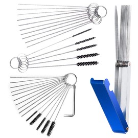 FineGood 4 Set Carburettor Carbon Dirt Jet Remover, 13 Cleaning Cable Set, 20 Cleaning Needles, 10 Nylon Brushes, 1 Stainless Steel Wrench Tool Set for Motorcycle ATV Moped Welder Carb