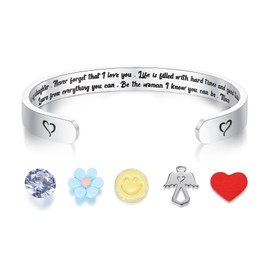 SAM & LORI Mother Daughter Bracelets for Teen 21st Birthday Gifts for Her Gifts for Daughters from Mothers Day Step Daughter Year Old Presents Easter Christmas Stocking Stuffer Valentine Cuff