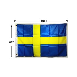 ACWIPT Sweden Flag Swedish Banner Flags 6x10FT,Vivid Color,100D Premium Polyester Banner with Brass Grommets for Indoor and Outdoor. (6x10ft)