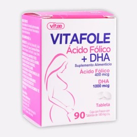 Vitafole Ácido Fólico + Dha, 90 Tabs De 180 Mg C/u, Vitae Sabor Sin Sabor