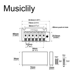 Wilkinson WOV06 54mm (2-1/8 inch) 2-Point Tremolo Bridge for MIJ/MIK Strat Electric Guitar, Gold