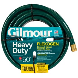 Gilmour Flexogen 3/4 in x 50 ft Garden Hose, Heavy Duty Water Hose, Flexible and Kink Resistant Outdoor Hose, Green