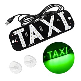 DXNQ Taxi LED Sign Decor, 5V USB Bright Taxi Led Windscreen Cab Indicator Lamp Signal, Vibrant Taxi LED Sign Decor with Transparent Suction Cups for Driver (Green, USB)