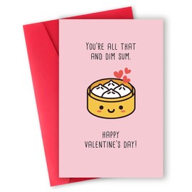 ATTLVV Funny Valentines Day Card for Him Her,Happy Valentine's Day Cards for Girlfriend Boyfriend,Cute Valentines Day Gifts for Wife Husband,You're All That And Dim Sum Pun Card