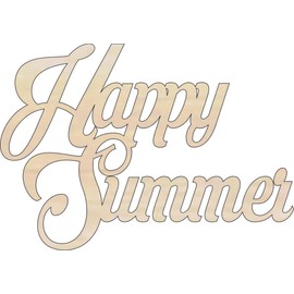 Word Happy Summer - Laser Cut Out Unfinished Wood Craft Shape WRD110 9" / 1/4" thick