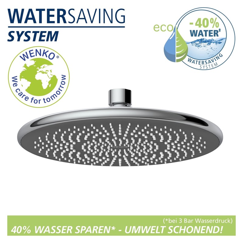 WENKO Water-Saving Rain Shower Head, Water-Saving Universal Shower Head with