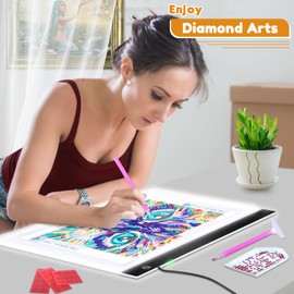 Guiseapue A3 LED Light Pad for Diamond Art, Light Table Trace Light Board for Painting Tattoo Drawing, Streaming, Sketching, Animation, Stenciling, Painting Accessories Gifts for Her, Kids, Him