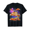 Funny Galaxy Cat In Space Cat Riding Pizza T-Shirt