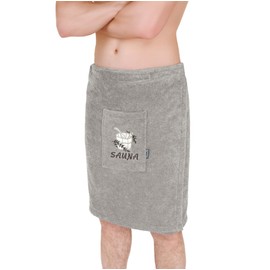 Lashuma Lillby Sauna Kilt Men's Terry Cloth Sauna Towel with Velcro Fastening XS - M Grey