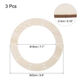 sourcing map 3Pcs Wooden Wreath Frames, Round 9.8" OD/7.1" ID Unfinished Floral Hoop Rings for DIY Christmas Easter Crafts Wedding Holiday Wall Home Decor