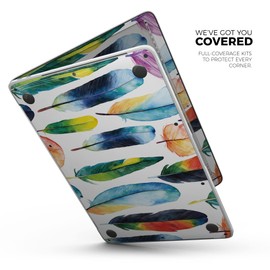 Design Skinz Bright Water Color Painted Feather Full-Body Wrap Scratch Resistant Decal Skin-Kit Compatible with MacBook 13" Pro w/TB (A1989)