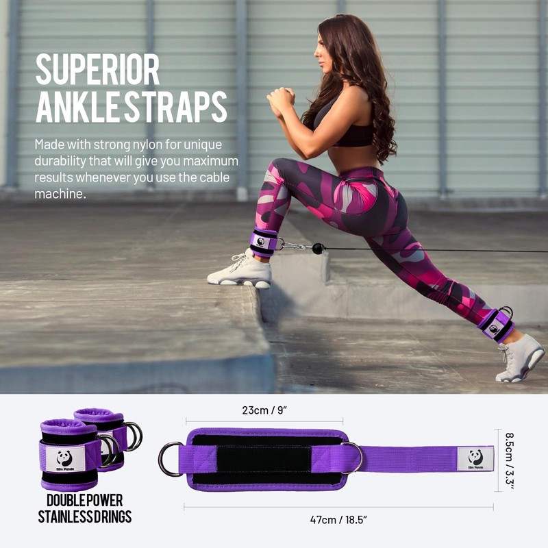 Slim Panda Ankle Strap for Cable Machine,Ankle Cuff for Kickbacks,