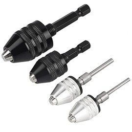 Keyless Drill Chuck Conversion Tool,4 Pcs 1/4, 1/8, 1/16 Inch Hex and Round Shanks Keyless Drill Chuck Adapter,Quick Change Converter for Micro Drill Bit,Drill Chuck Adapter,Conversion Tool