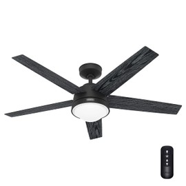 Hunter Fan 52 inch Matte Black Finish Indoor Ceiling fan with LED Light Kit and Remote Control (Renewed)