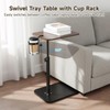 Joyoolife Rotating C Shaped Side Table with Cup Holder, Adjustable