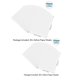 OTCRAFT 60 Sheets (8.5 x 11 Inch 115 GSM) Transparent Matte Smooth Printable Parchment Paper for DIY Invitations, Greeting Cards, Card Overlays, Drawings, Envelopes