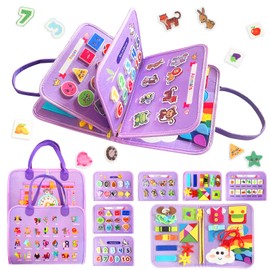 Montessori Activity Busy Book for Toddler -1 2 3 4 5 Years Old Activity Busy Board Toy, Sensory Board Toy Educational Activities for Fine Motor Skills Learning, Travel Toys for Airplane Car Christmas