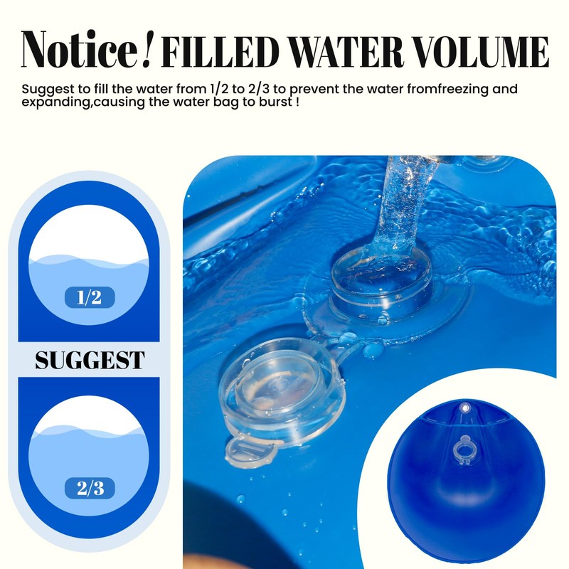 20 Pack Pool Cover Weights with Hooks, Leakproof PVC Pool
