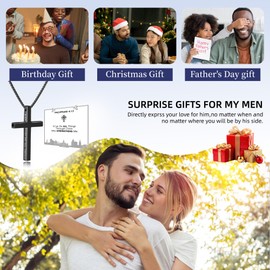 LANGE HOME BreathLink Stop Smoking Necklace - Mens Cross Necklaces for Anxiety Relief & Faith - Christian Gift with Bible Verse Engraved 316L Stainless Steel